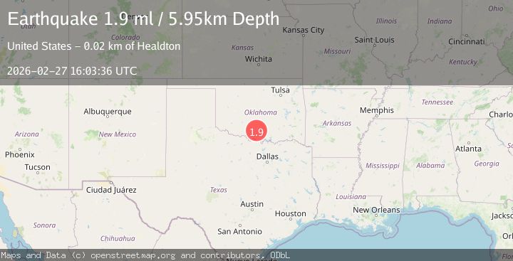 Map of 7 km SE of Ratliff City, Oklahoma