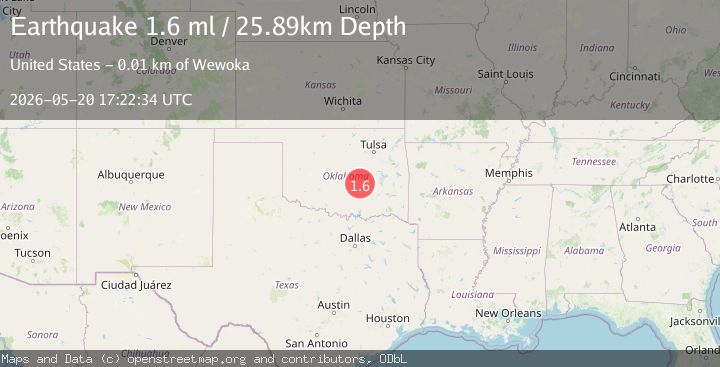 Map of 11 km SE of Bowlegs, Oklahoma