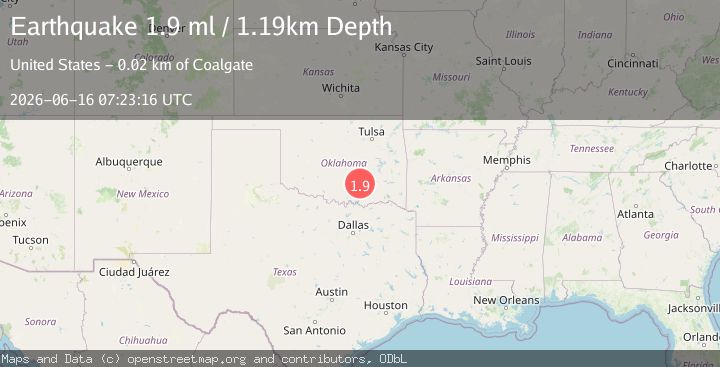 Map of 6 km SW of Tupelo, Oklahoma