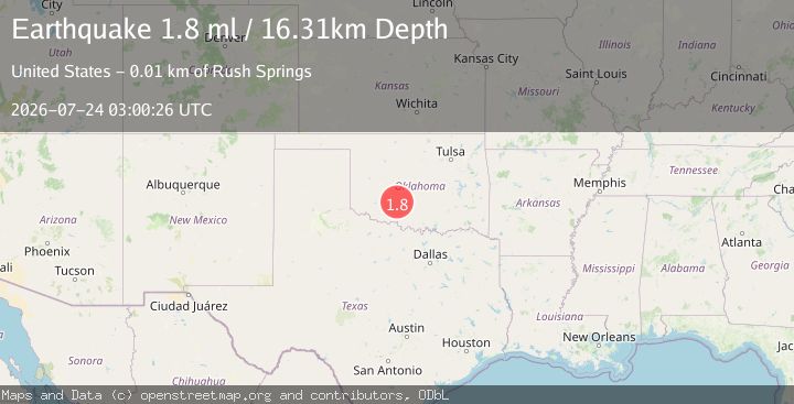 Map of 7 km SSW of Rocky Ford, Oklahoma