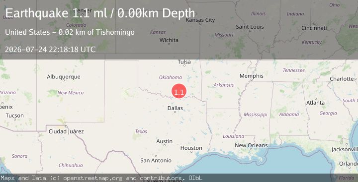 Map of 7 km SSW of Wapanucka, Oklahoma