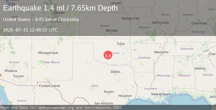 Map of 9 km ENE of Chickasha, Oklahoma