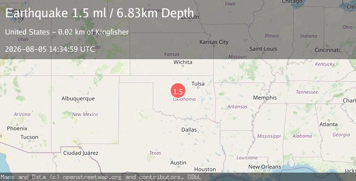 Map of 12 km ESE of Dover, Oklahoma