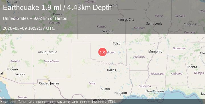 Map of 18 km ENE of Binger, Oklahoma