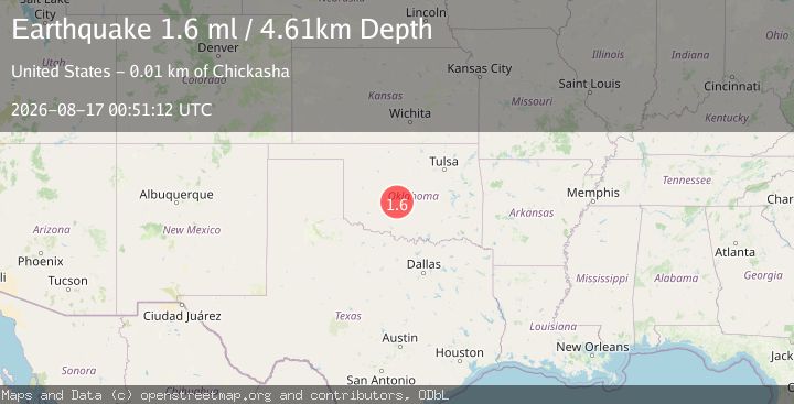 Map of 6 km SE of Amber, Oklahoma