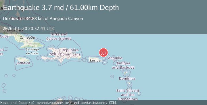 Map of 95 km N of Charlotte Amalie, U.S. Virgin Islands