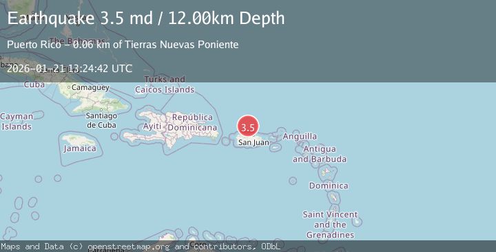 Map of 64 km N of Tierras Nuevas Poniente, Puerto Rico