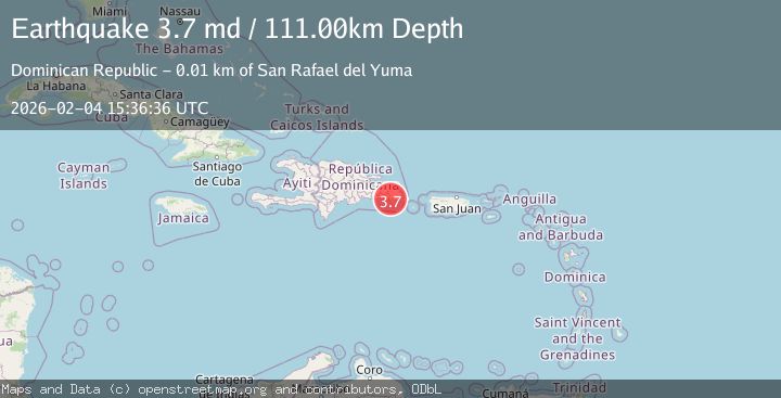 Map of 12 km W of San Rafael del Yuma, Dominican Republic