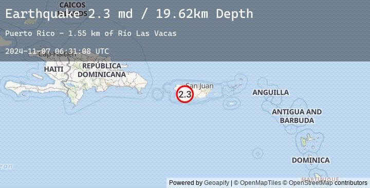 Map of 4 km SSW of Adjuntas, Puerto Rico