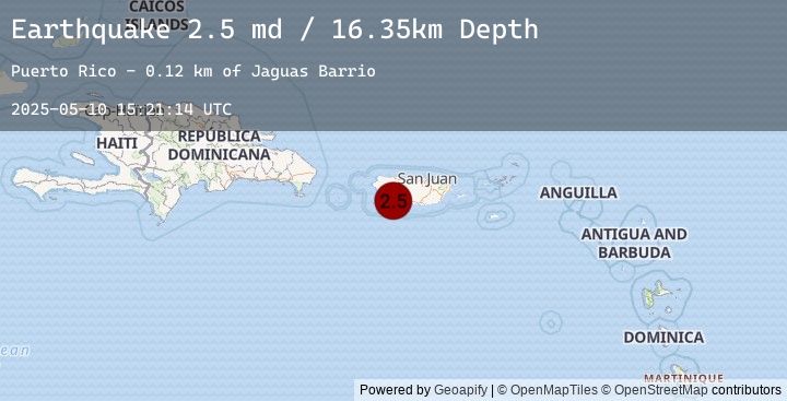 Map of 2 km N of Guayanilla, Puerto Rico