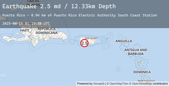 Map of 2 km ESE of Magas Arriba, Puerto Rico