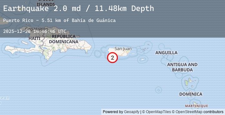 Map of 12 km SSE of Guánica, Puerto Rico