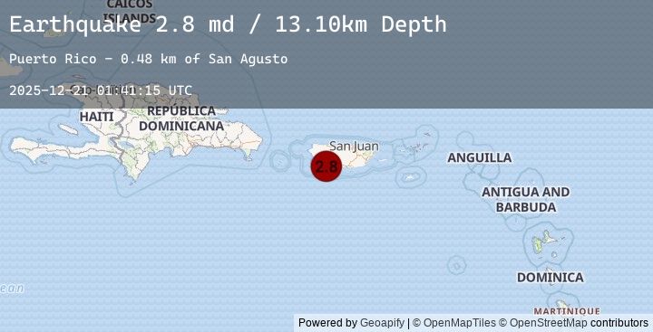 Map of 2 km SSW of Magas Arriba, Puerto Rico