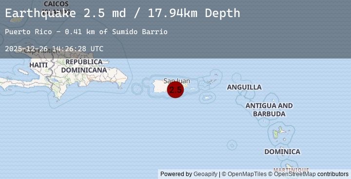 Map of 2 km SSW of Cayey, Puerto Rico