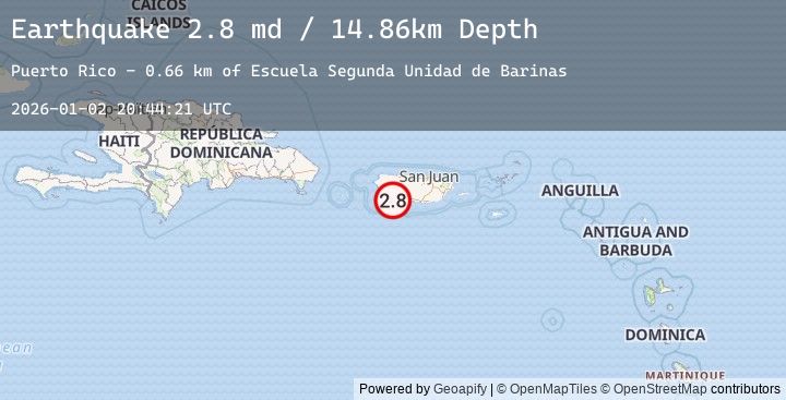 Map of 2 km NW of Indios, Puerto Rico