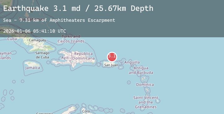 Map of 74 km N of San Juan, Puerto Rico