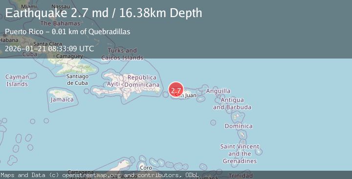 Map of 5 km N of Quebradillas, Puerto Rico