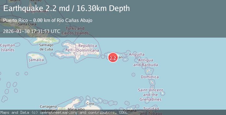Map of 3 km S of Río Cañas Abajo, Puerto Rico