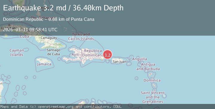 Map of 77 km NE of Punta Cana, Dominican Republic