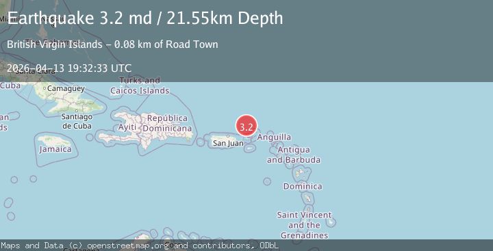 Map of 87 km N of Charlotte Amalie, U.S. Virgin Islands