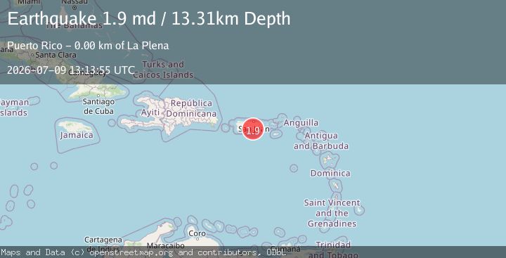 Map of 4 km ENE of La Plena, Puerto Rico