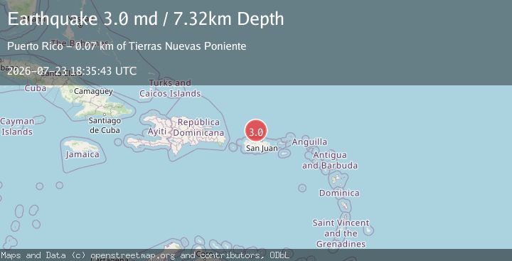 Map of 70 km N of Tierras Nuevas Poniente, Puerto Rico