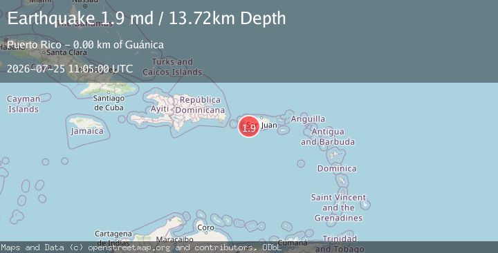 Map of 1 km SW of Guánica, Puerto Rico