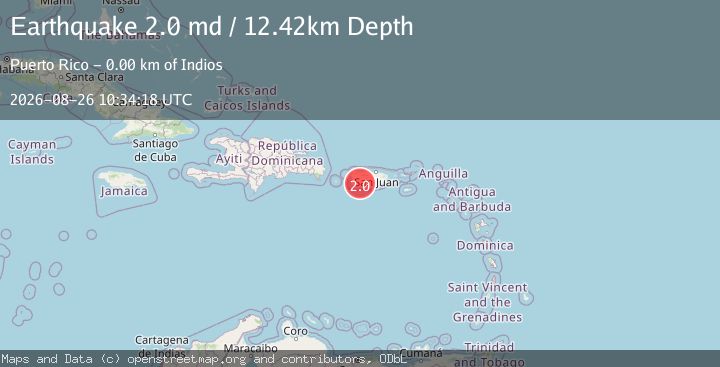 Map of 2 km WNW of Indios, Puerto Rico
