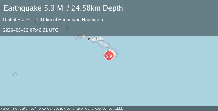 Map of 12 km S of Honaunau-Napoopoo, Hawaii