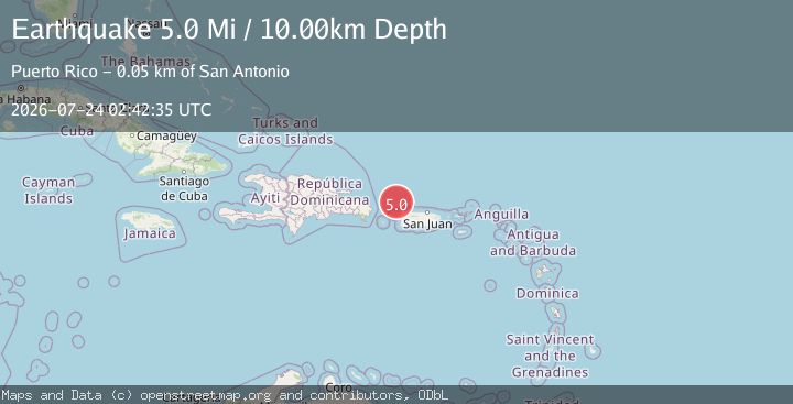 Map of 49 km NNW of San Antonio, Puerto Rico