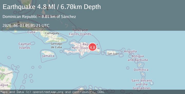 Map of 10 km S of Sánchez, Dominican Republic