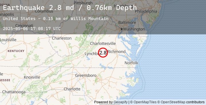 Map of 7 km S of Dillwyn, Virginia