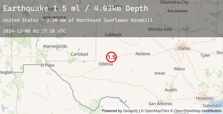 Map of 20 km NW of Stanton, Texas