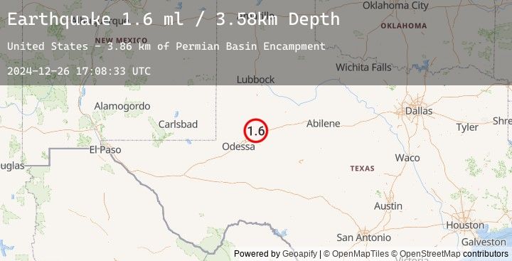 Map of 14 km NNW of Stanton, Texas