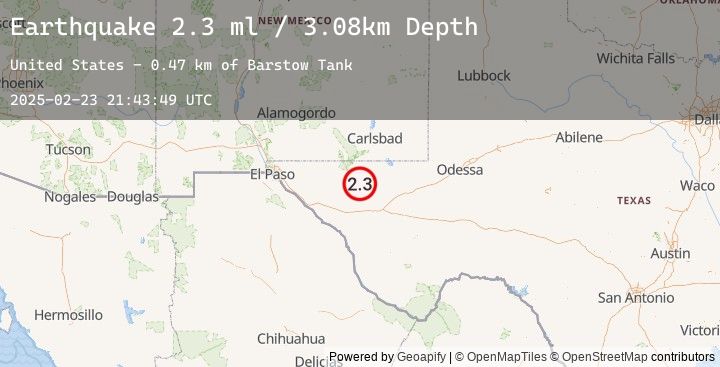 Map of 65 km NNE of Van Horn, Texas
