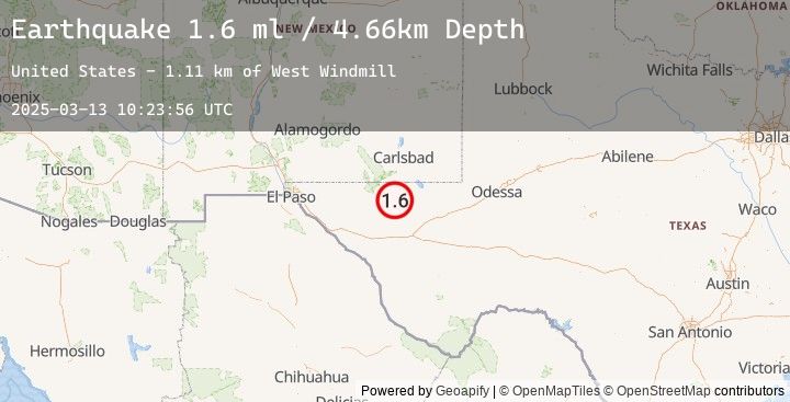 Map of 54 km S of Whites City, New Mexico