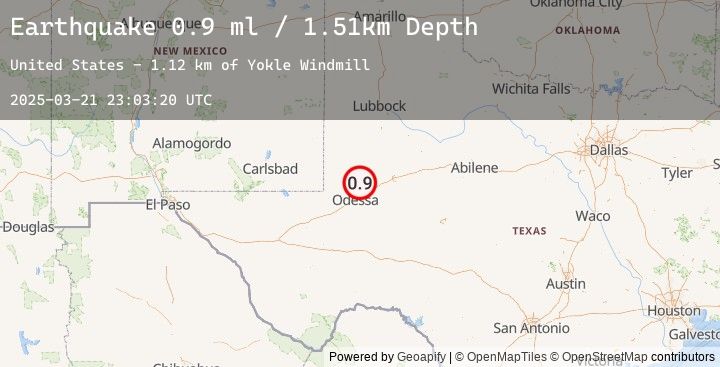 Map of 17 km NE of Gardendale, Texas