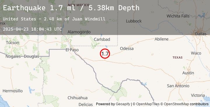 Map of 30 km NW of Toyah, Texas