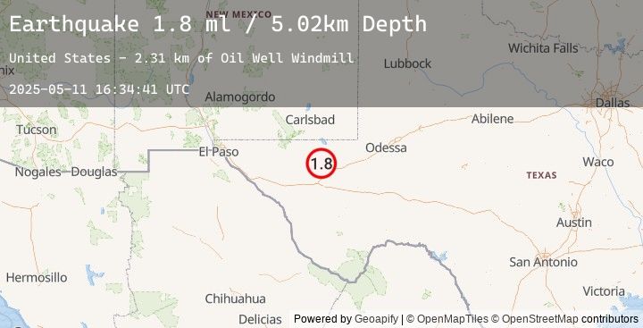 Map of 25 km NW of Toyah, Texas