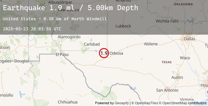 Map of 17 km NW of Wink, Texas