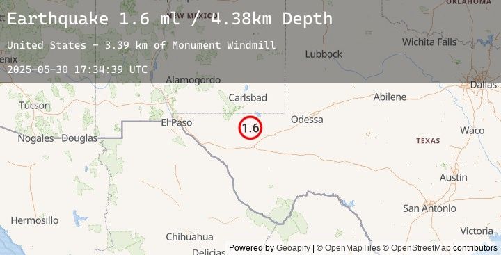 Map of 48 km NW of Toyah, Texas
