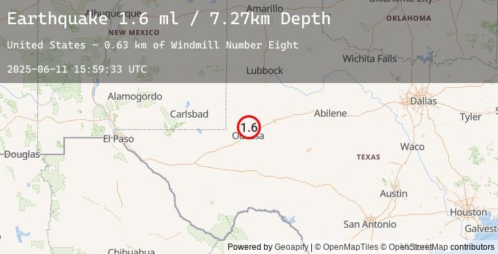 Map of 7 km NE of Gardendale, Texas