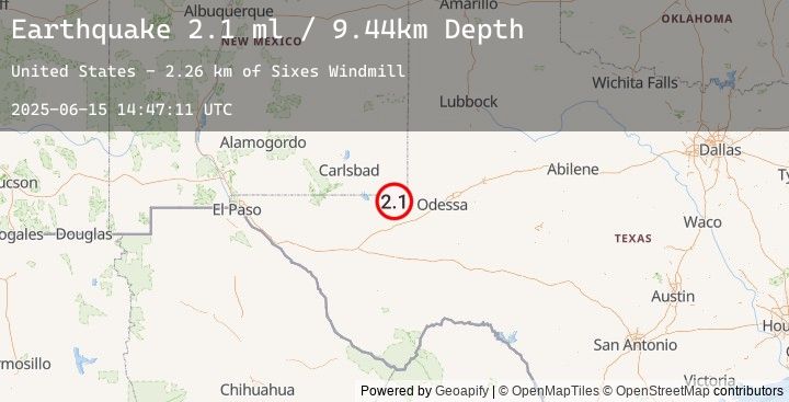 Map of 22 km WNW of Kermit, Texas