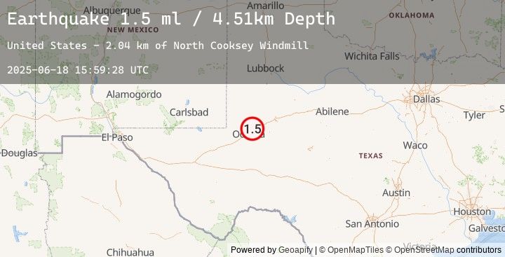 Map of 13 km ESE of Gardendale, Texas