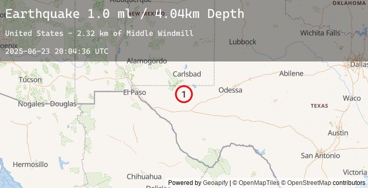 Map of 53 km S of Whites City, New Mexico