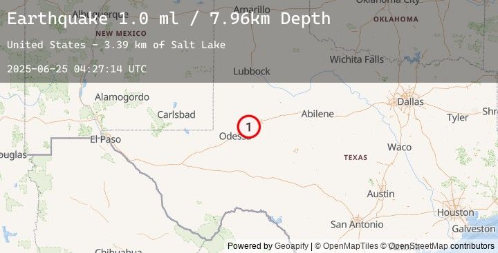 Map of 13 km WSW of Stanton, Texas