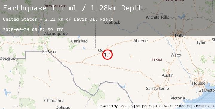 Map of 26 km NE of Crane, Texas