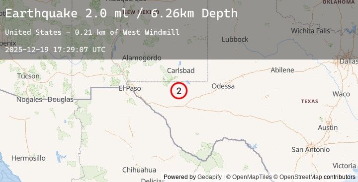 Map of 58 km S of Whites City, New Mexico