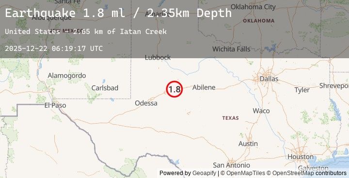 Map of 6 km WNW of Westbrook, Texas