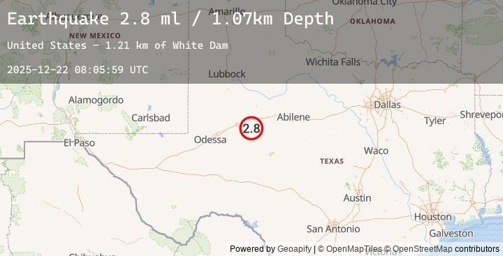 Map of 23 km SSW of Westbrook, Texas